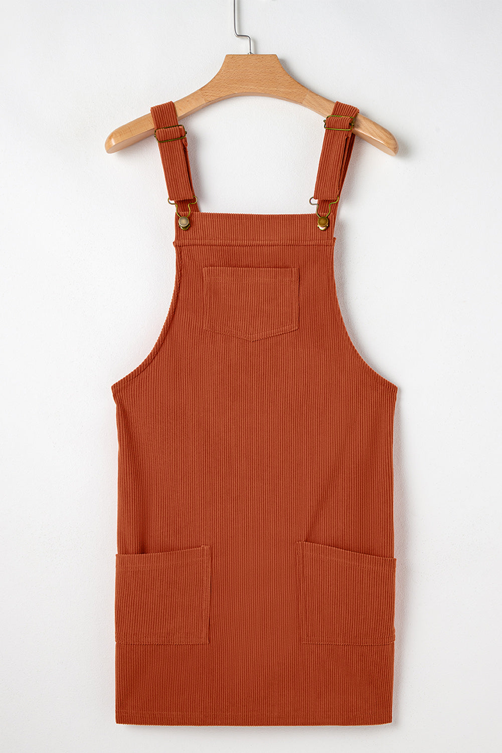 Solid Front Pockets Sleeveless Corduroy Overall Dress