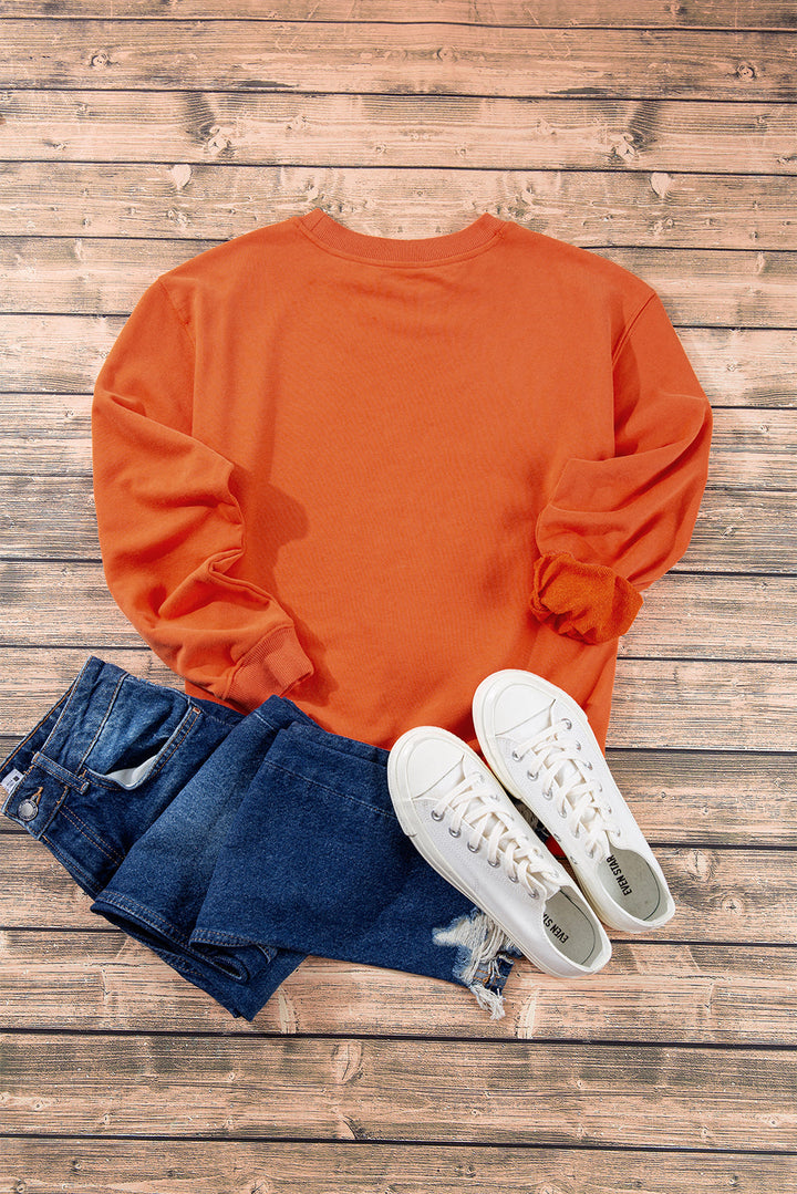 Plain Drop Shoulder Crewneck Pullover Sweatshirt