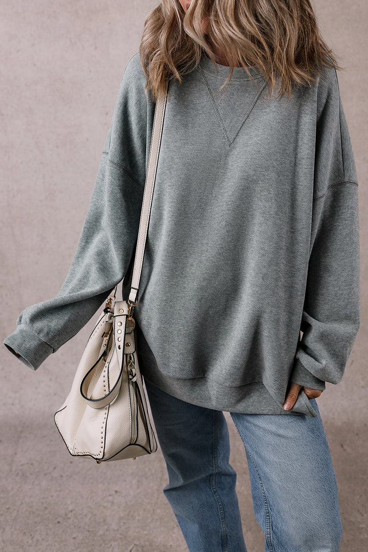 Side Split Drop Shoulder Oversized Sweatshirt