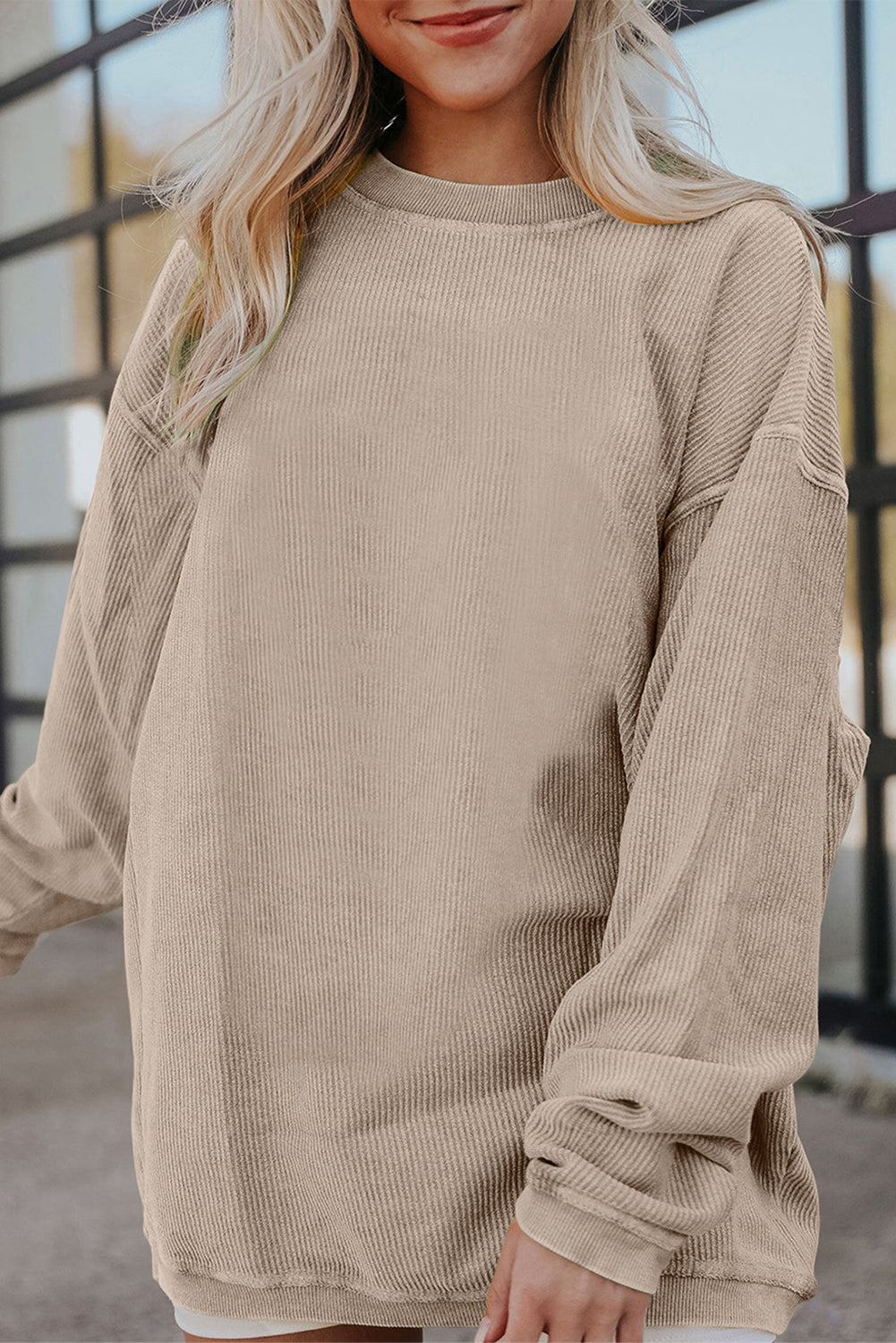 Ribbed Corduroy Oversized Sweatshirt