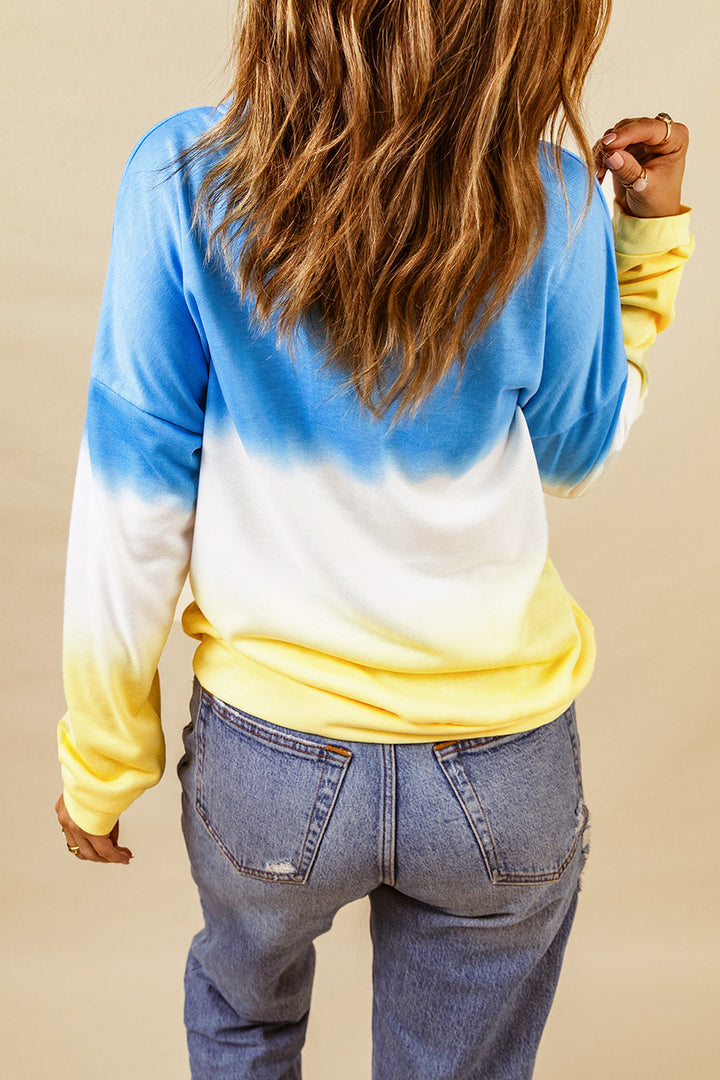 Color Block Tie Dye Pullover Sweatshirt