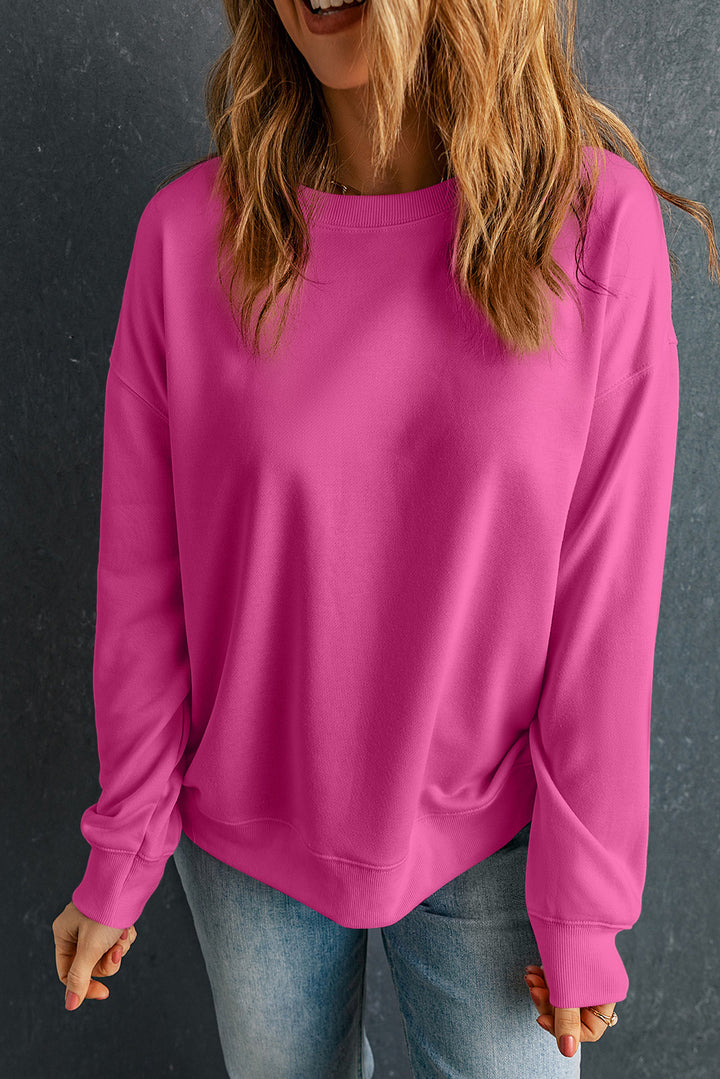 Solides, klassisches Pullover-Sweatshirt mit Rundhalsausschnitt