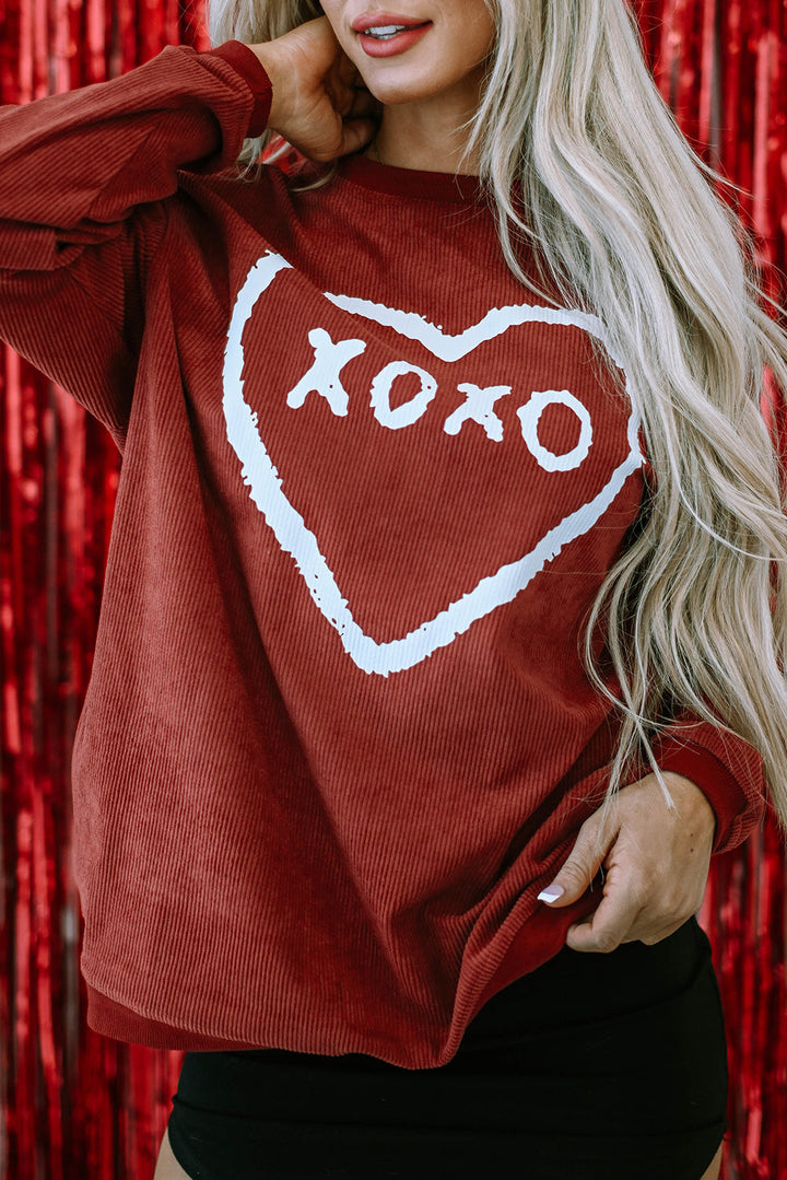 XOXO Heart Shape Graphic Corded Sweatshirt