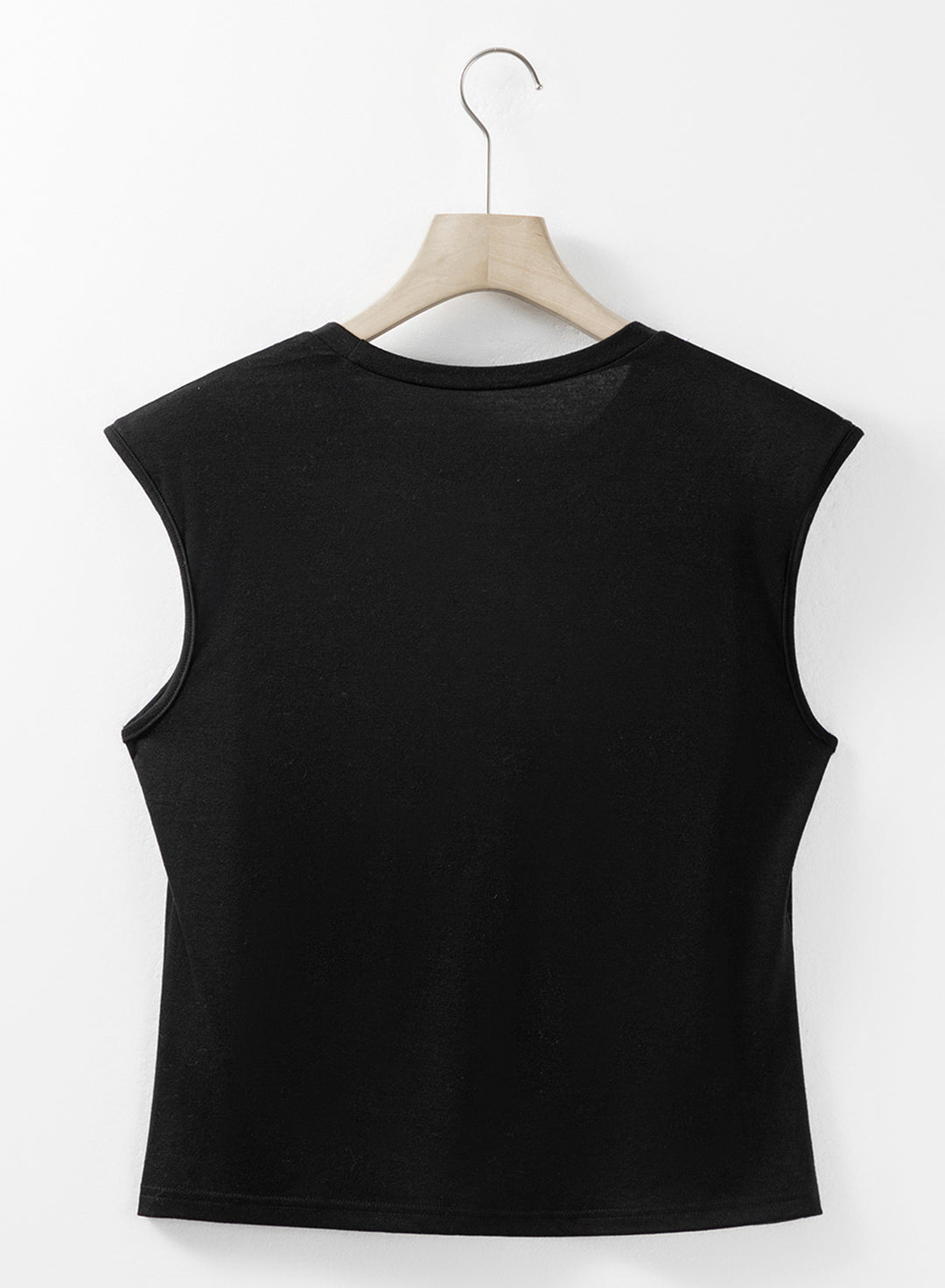 Pearls Beaded Shoulder Pad Crew Neck Tank Top