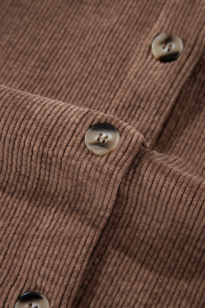 Corduroy Flap Pocket Button Up Shacket