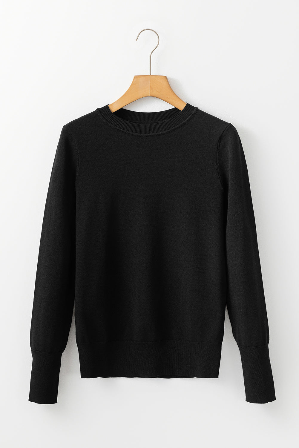 Solid Color Slim Fit Lightweight Crew Neck Sweater