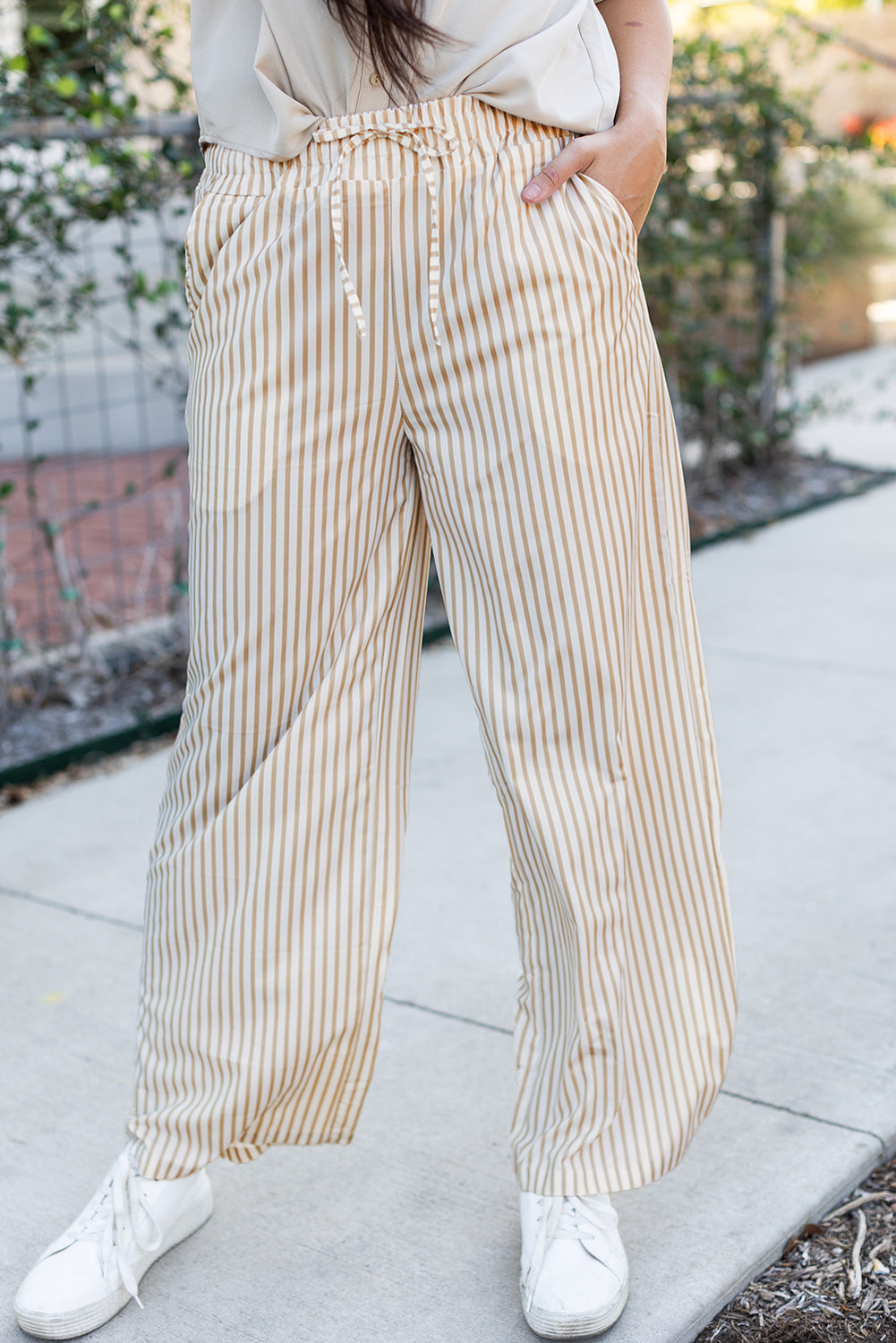 Print Wide Leg Drawstring Pants