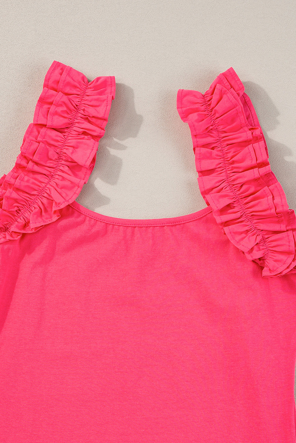 Ruffled Wide Straps Slim Tank Top