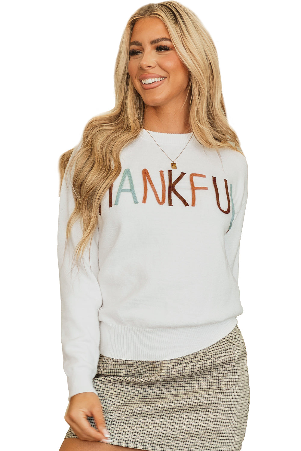 Thankful Ivory Embroidered Sweater