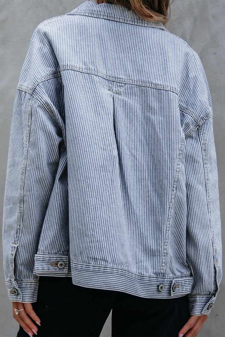 Washed Oversize Pocketed Denim Jacket