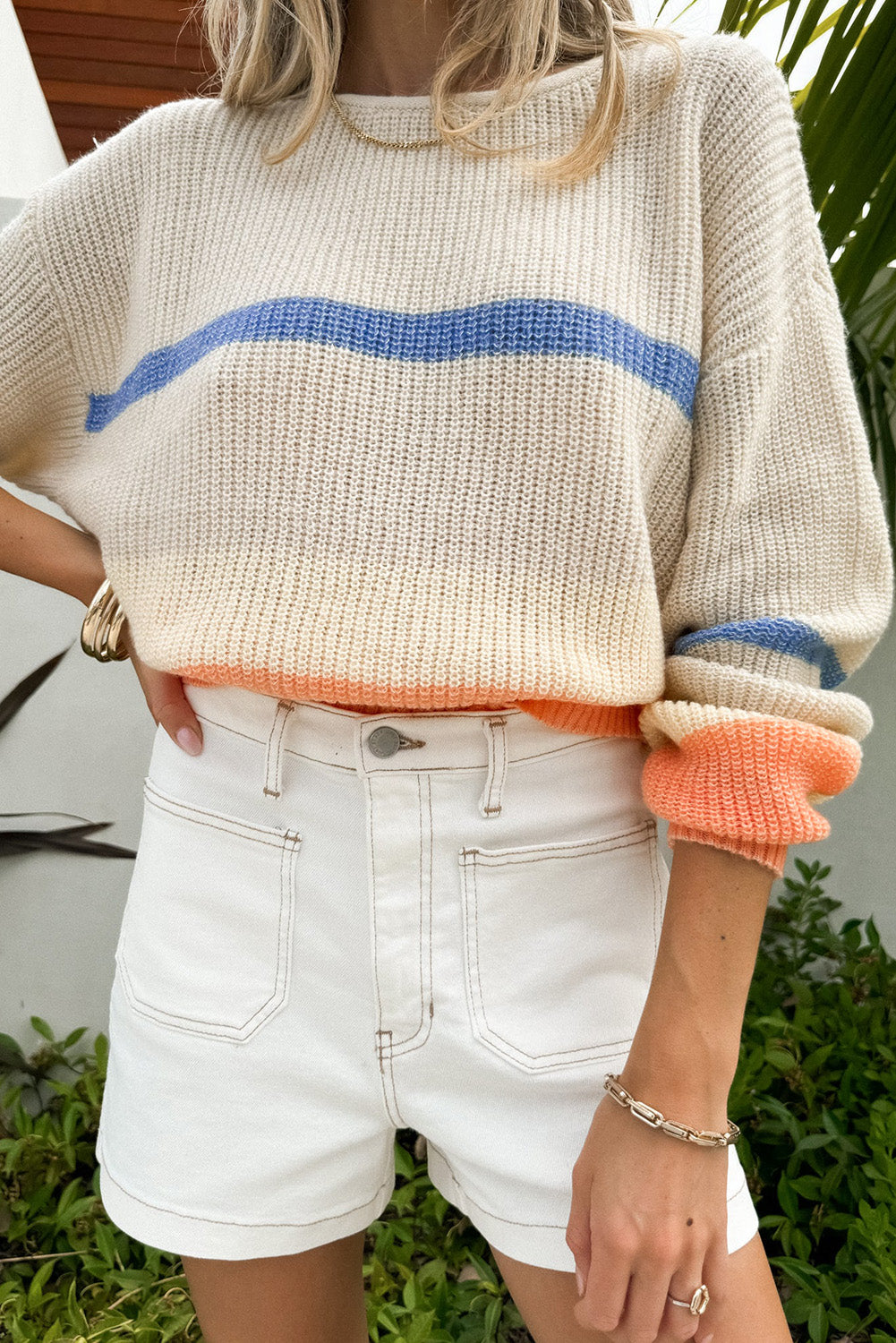 Striped Drop Shoulder Cozy Sweater