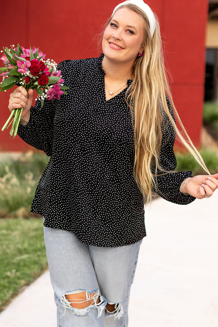 Plus Size Leopard Print Notch V Neck Blouse