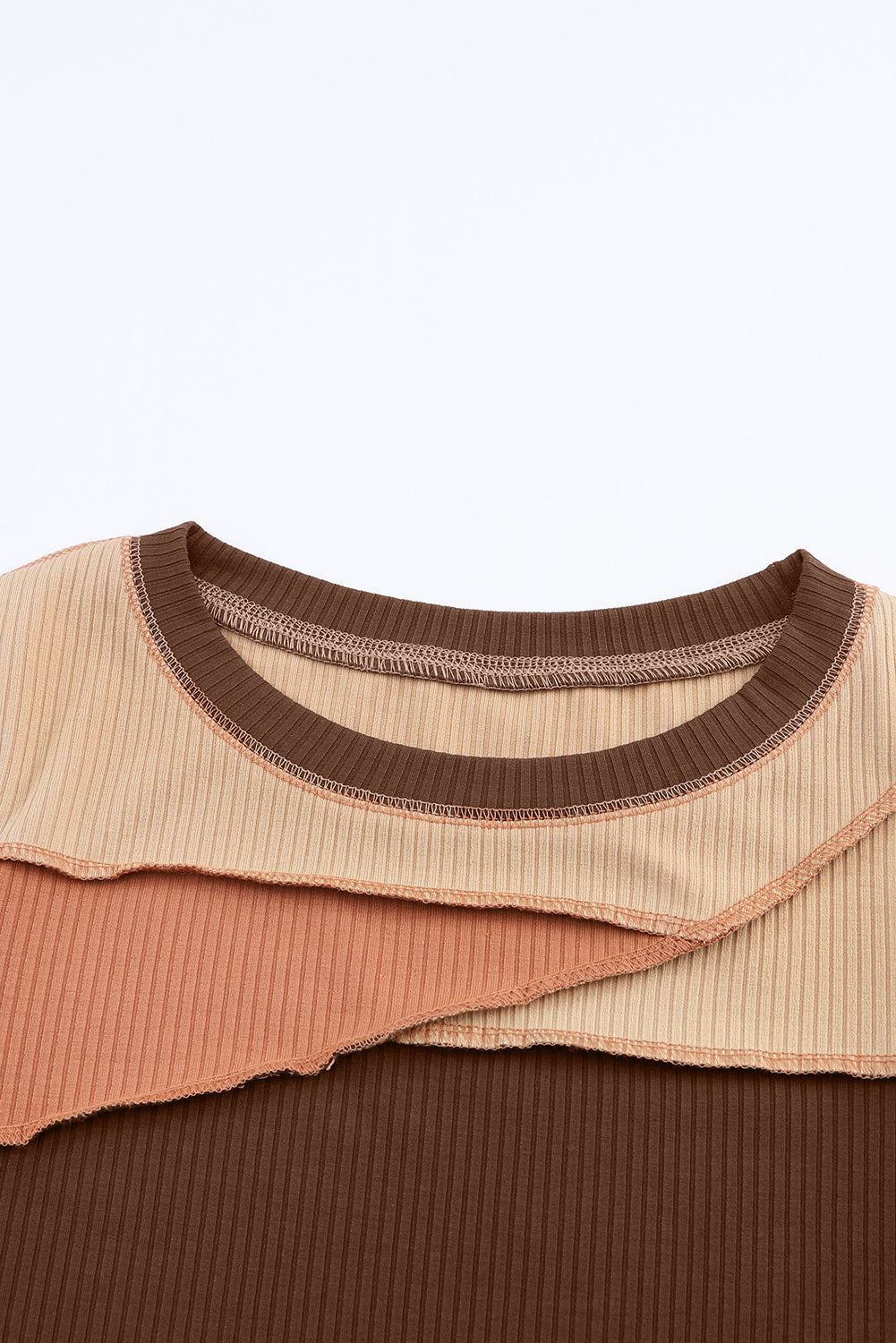 Expose Seam Color Block Ribbed Knit Top