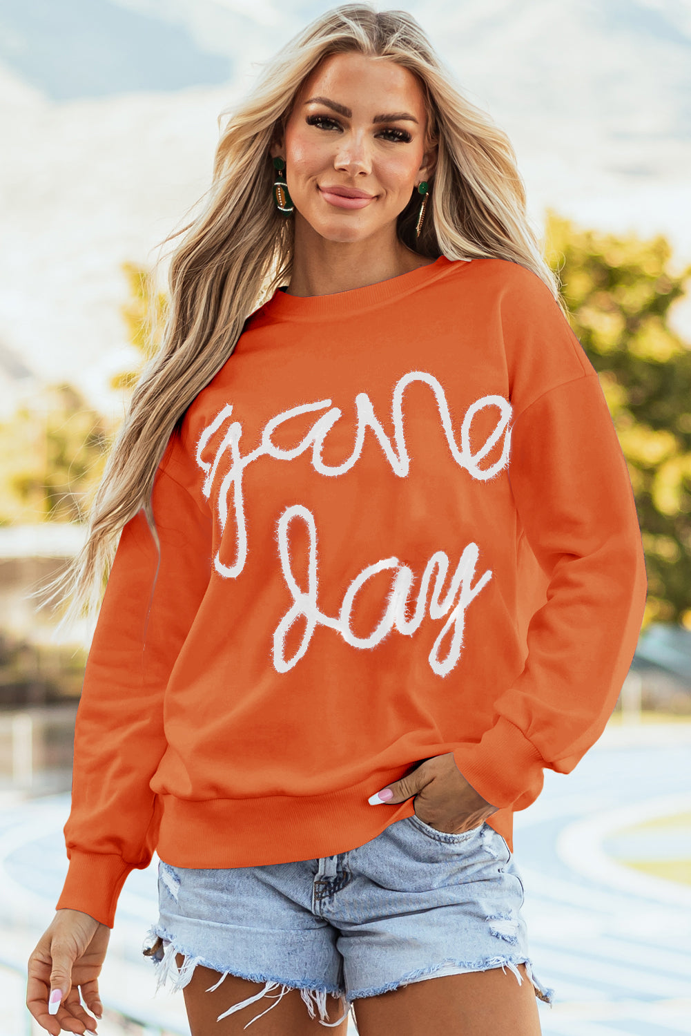 Tinsel Game Day Drop Shoulder Graphic Sweatshirt