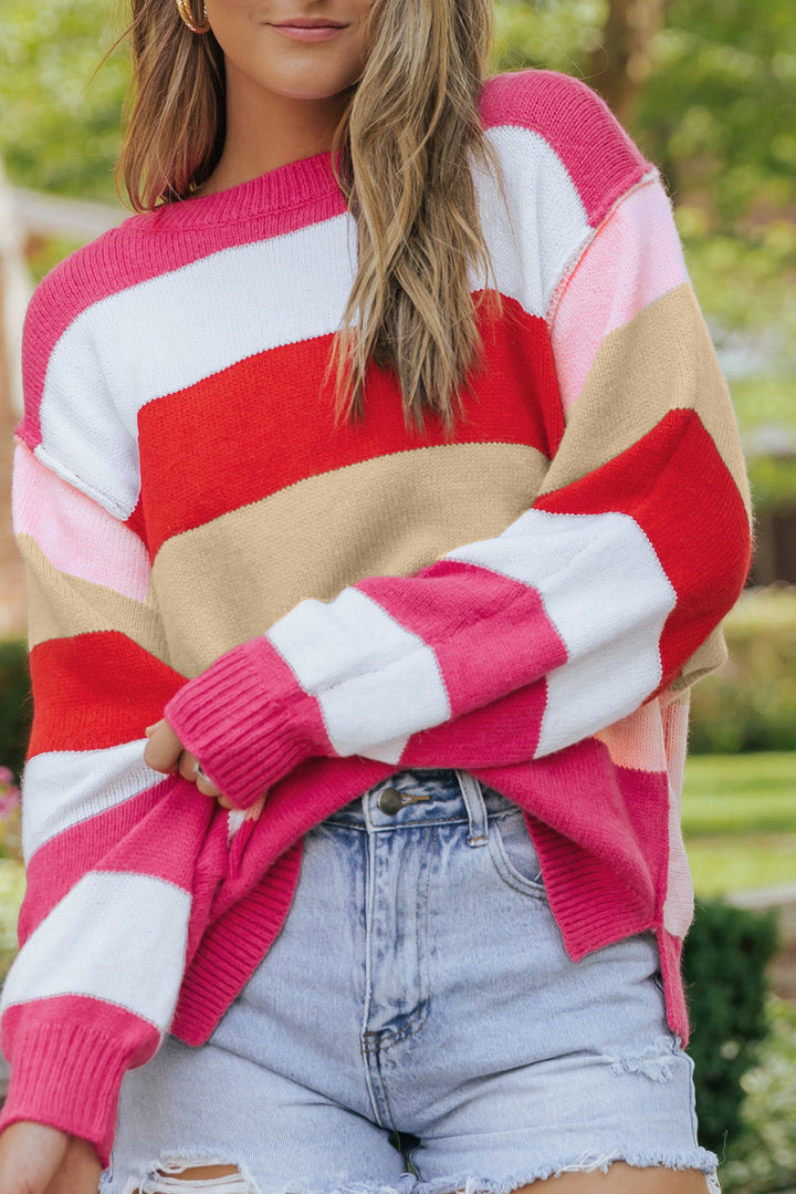 Mix Horizon Stripes Dolman Sleeve Sweater