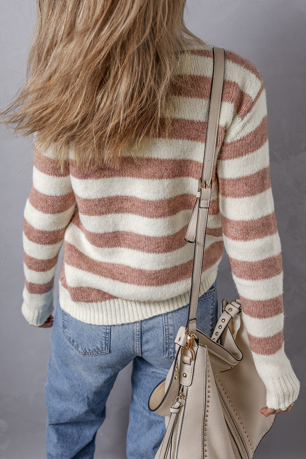 Striped Round Neck Casual Sweater