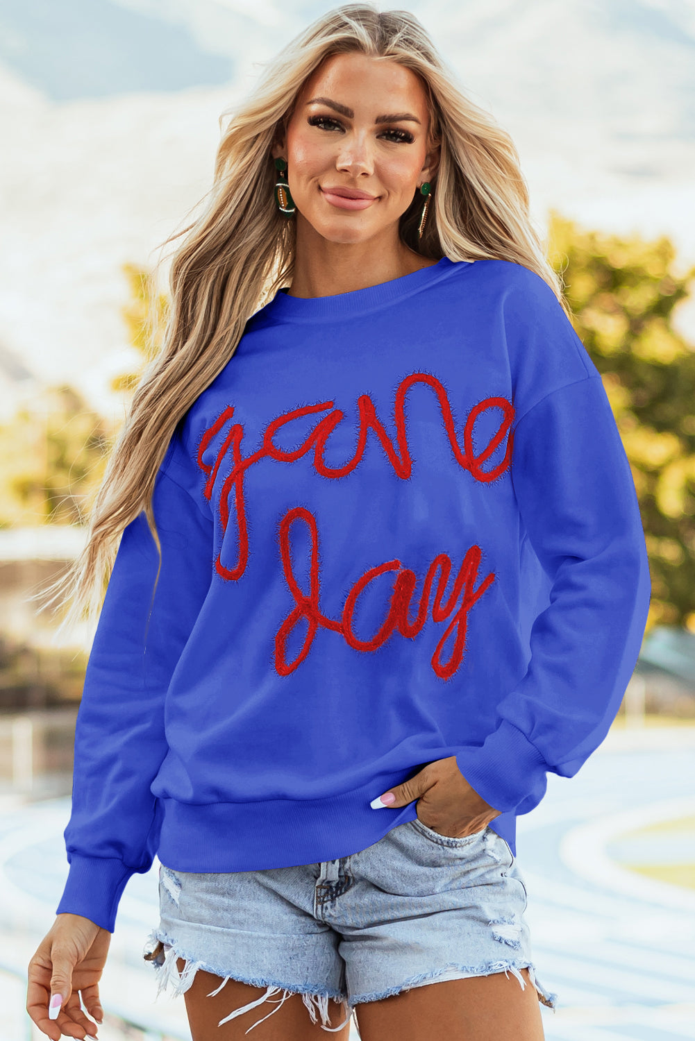 Tinsel Game Day Drop Shoulder Graphic Sweatshirt