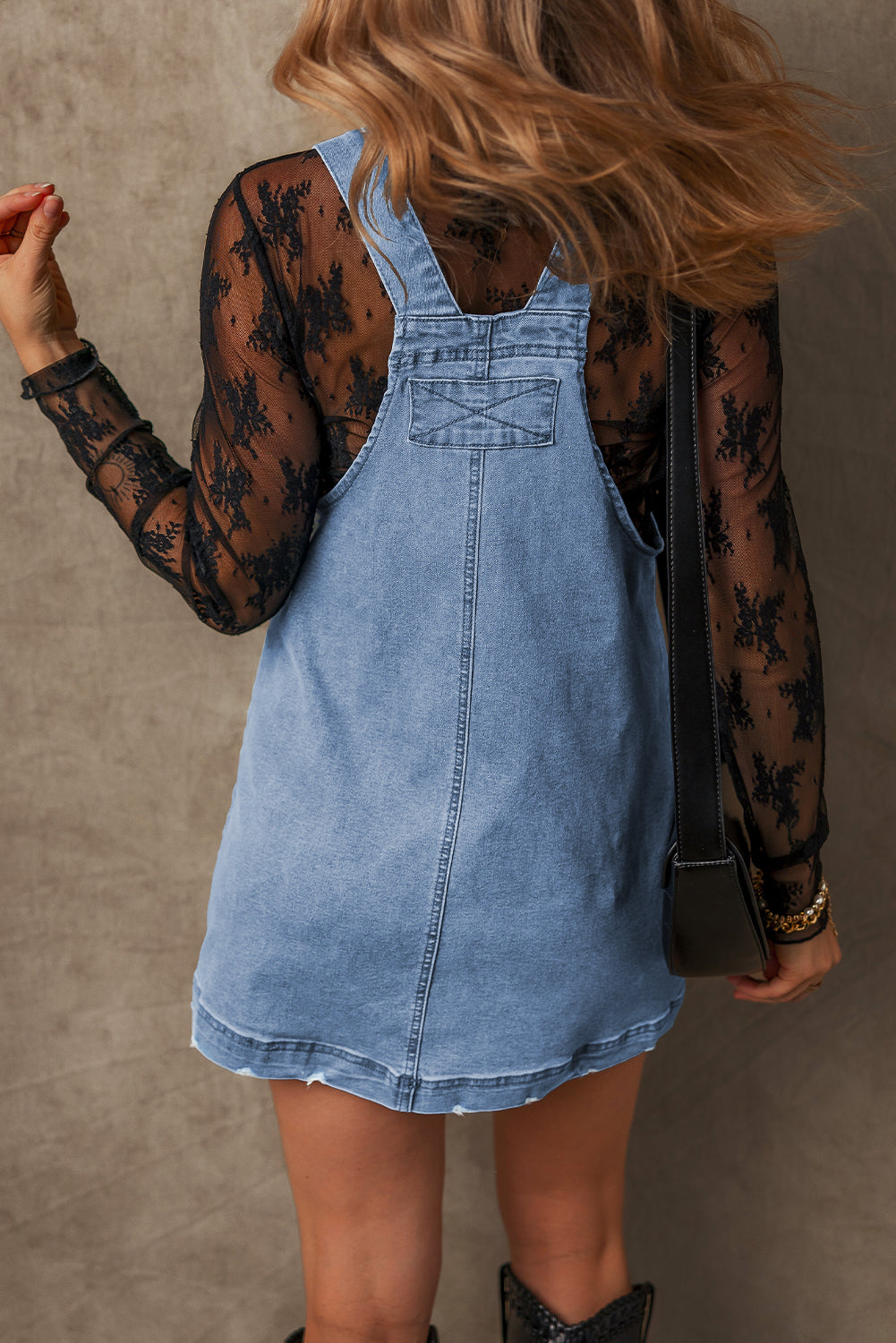 Pocketed Adjustable Straps Denim Overall Dress