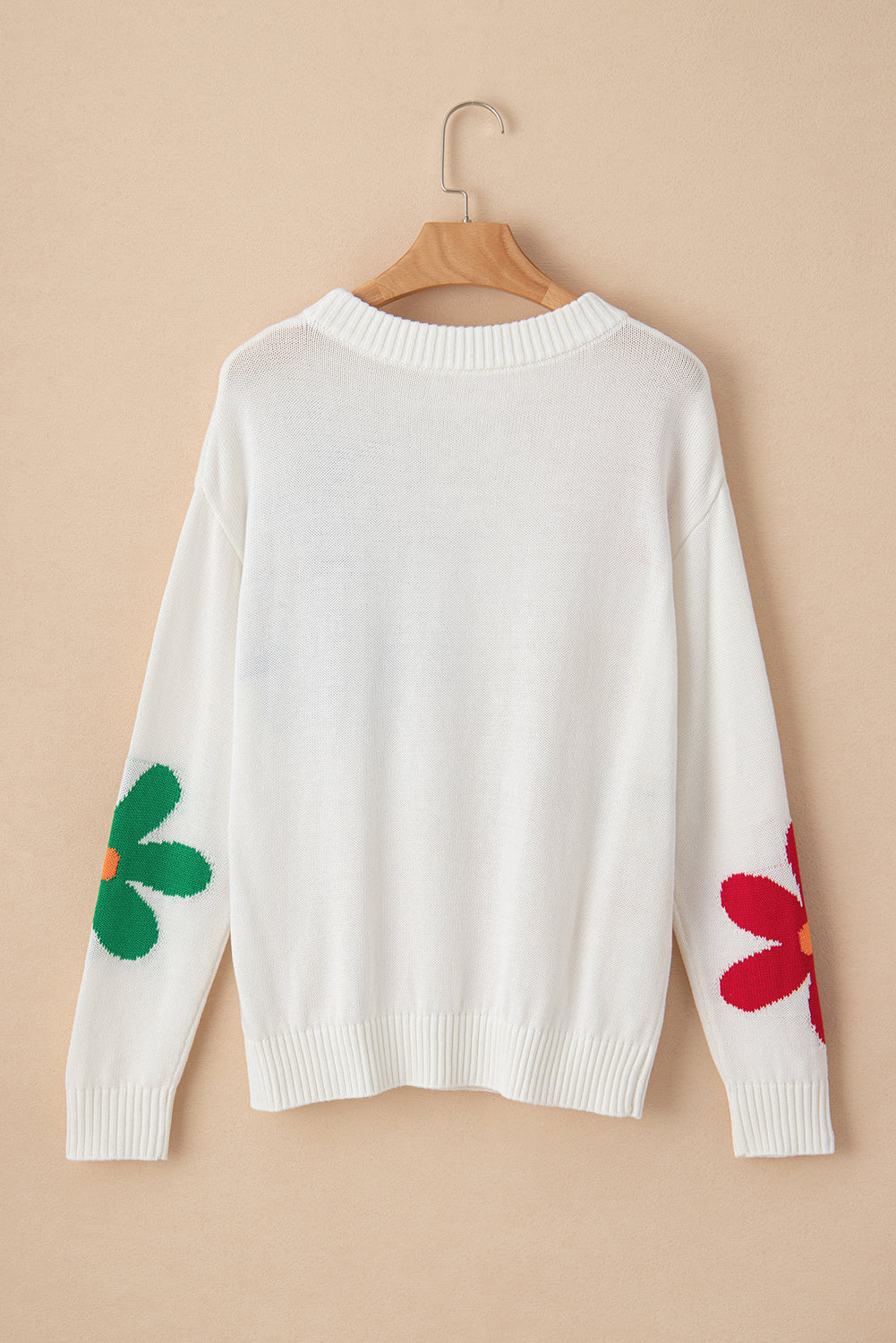 Colorful Big Flower Pattern Crewneck Sweater