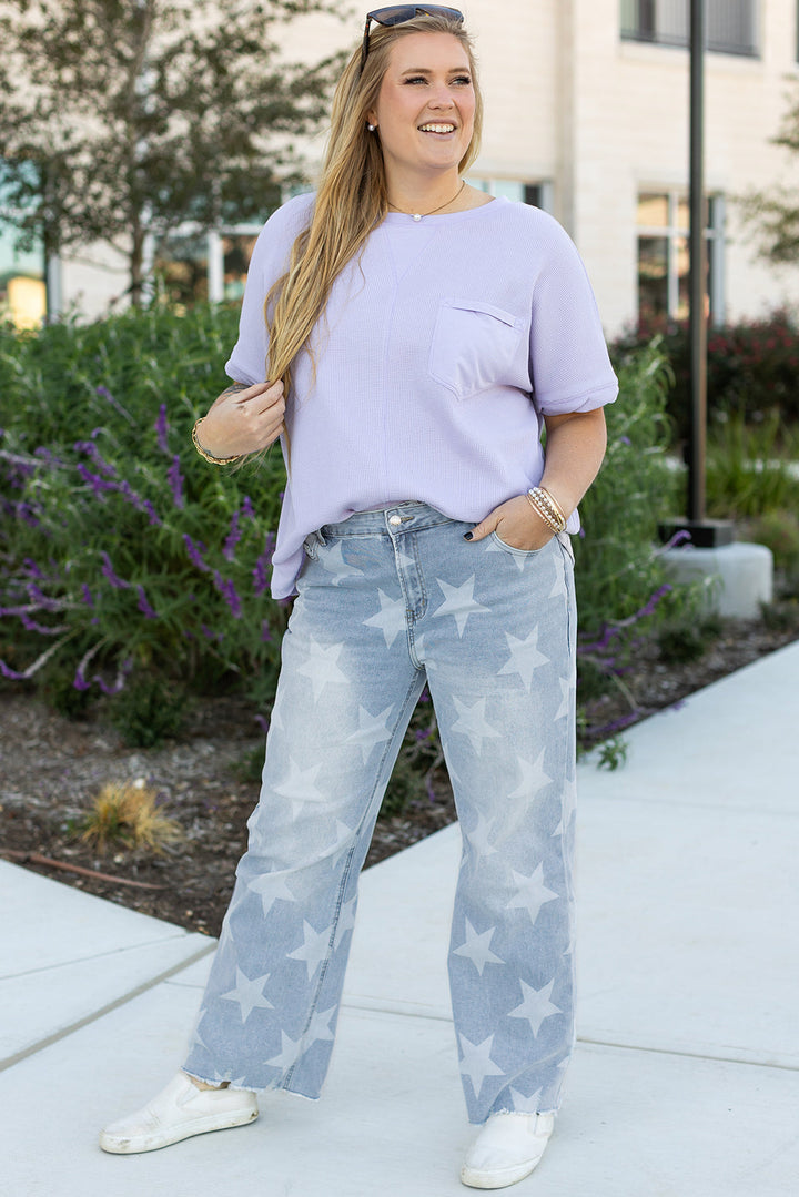 High Waist Star Pattern Plus Size Jeans