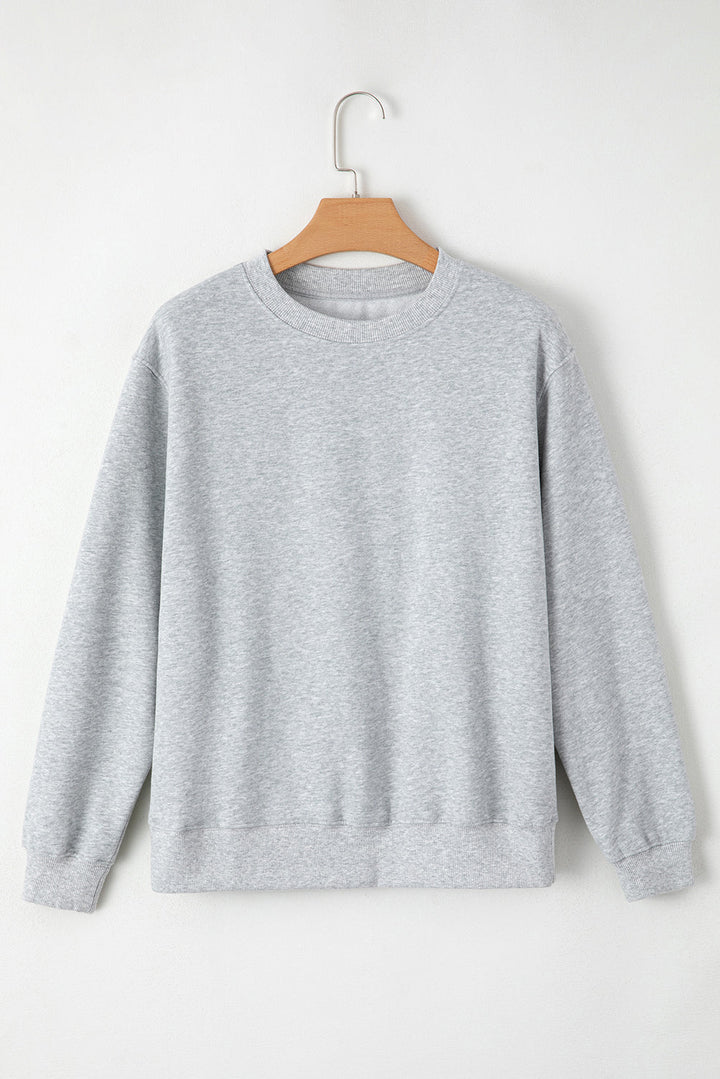 Solid Fleece Lined Drop Shoulder Terry Sweatshirt