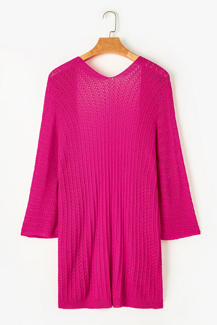 Hollow-out Bracelet Sleeve Knit Cardigan