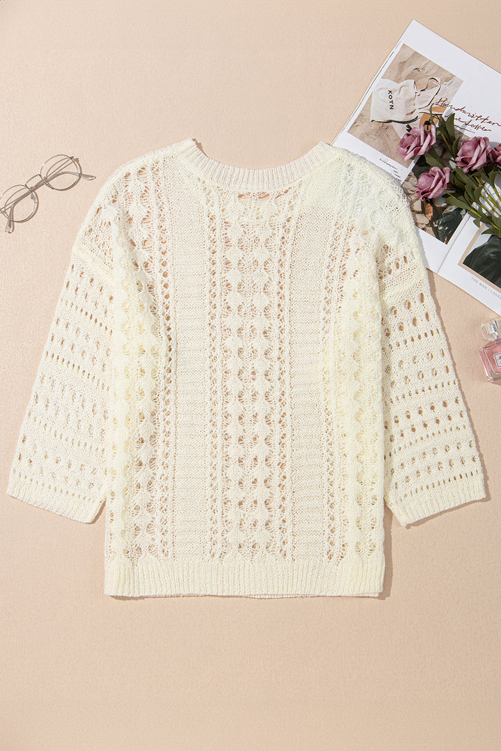 Hollow Out Knit Bracelet Sleeve Sweater