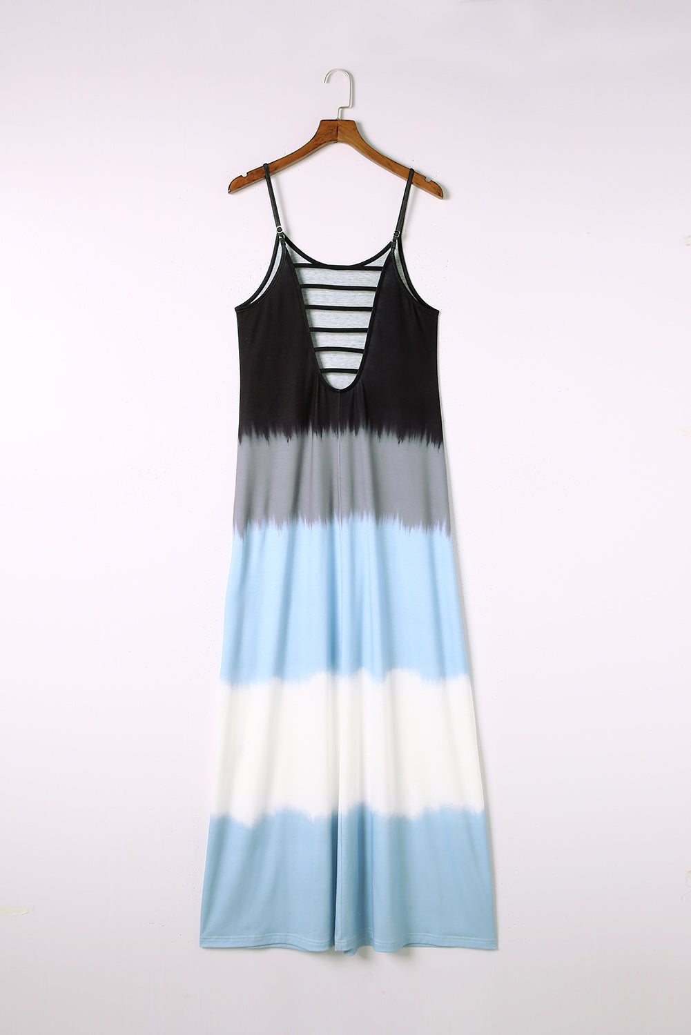 Spaghetti Strap Tie Dye Slit Maxi Dress