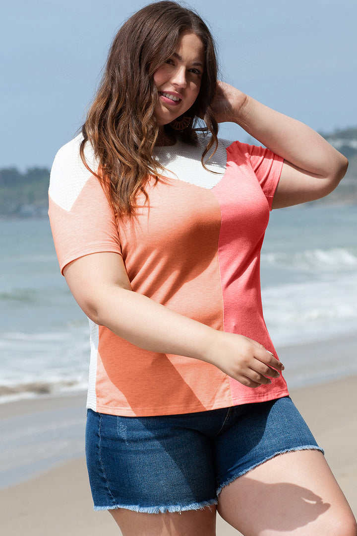 Plus Size Colorblock Waffle Knit Tee