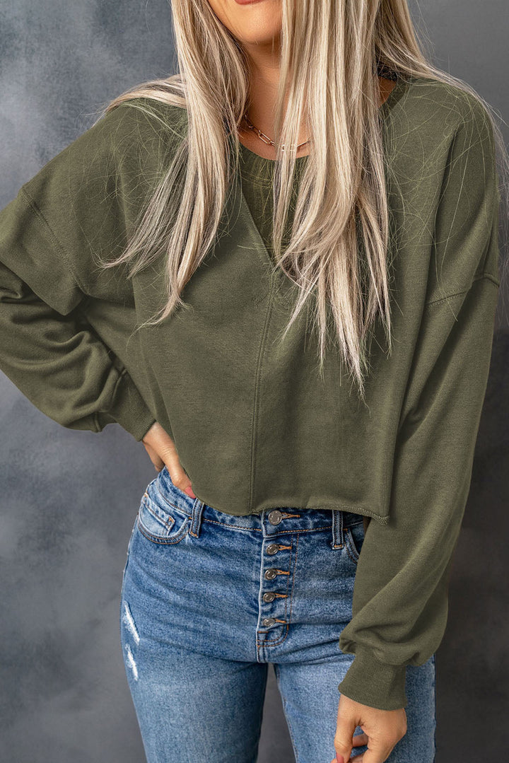 Drop Shoulder Cropped Sweatshirt