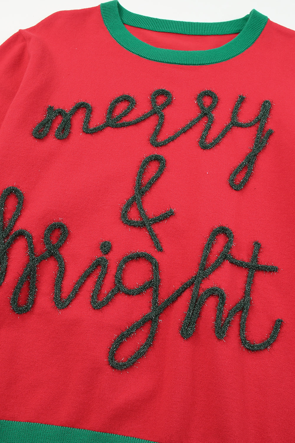 Tinsel Merry & Bright Graphic Contrast Trim Sweater