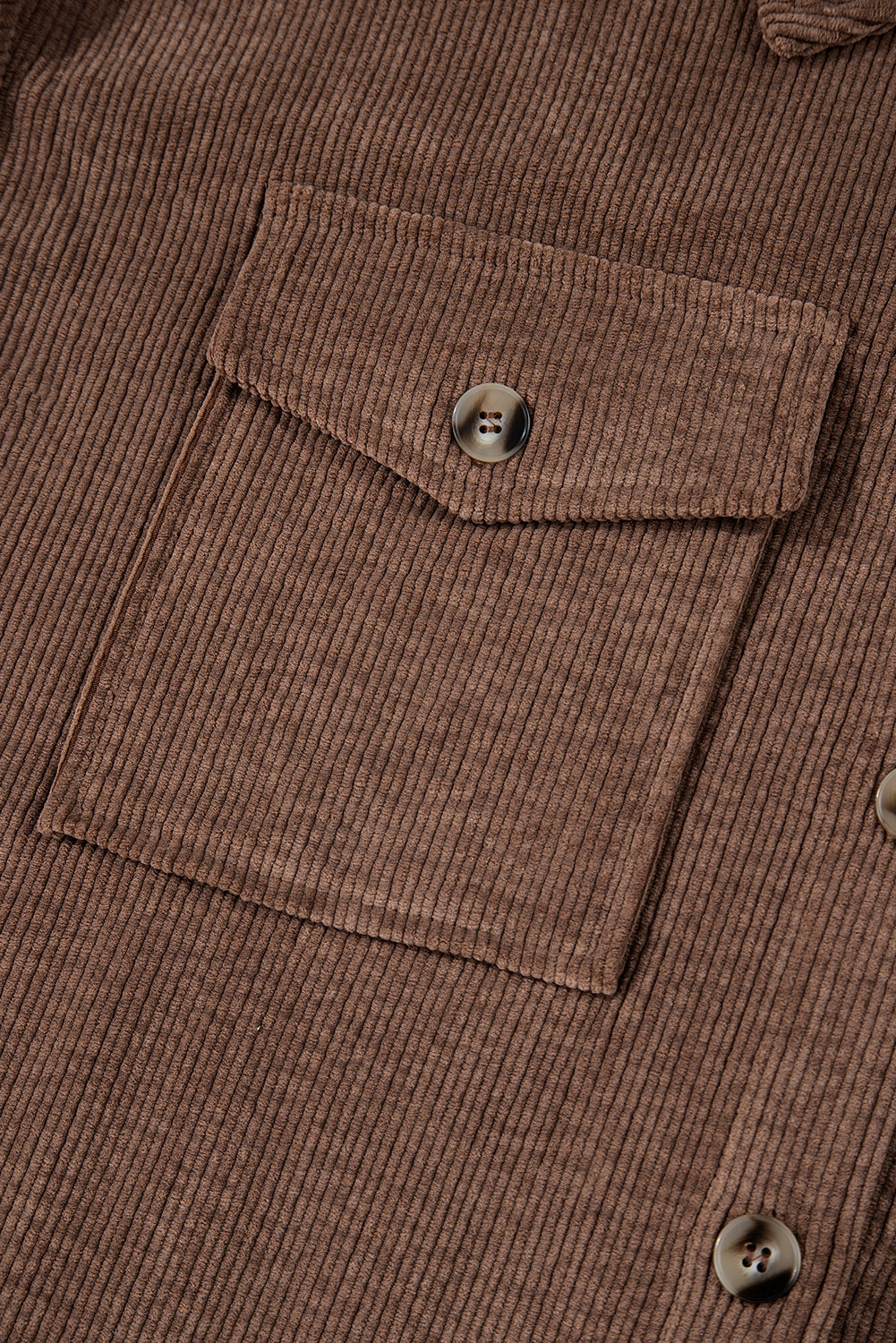 Corduroy Flap Pocket Button Up Shacket