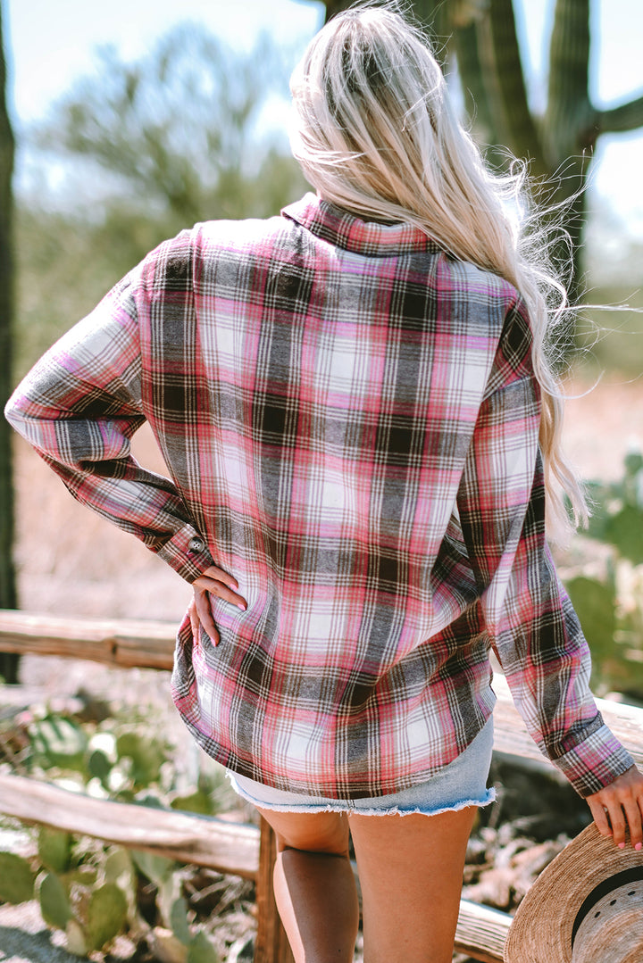 Plaid Flap Pocket Button Up Shacket