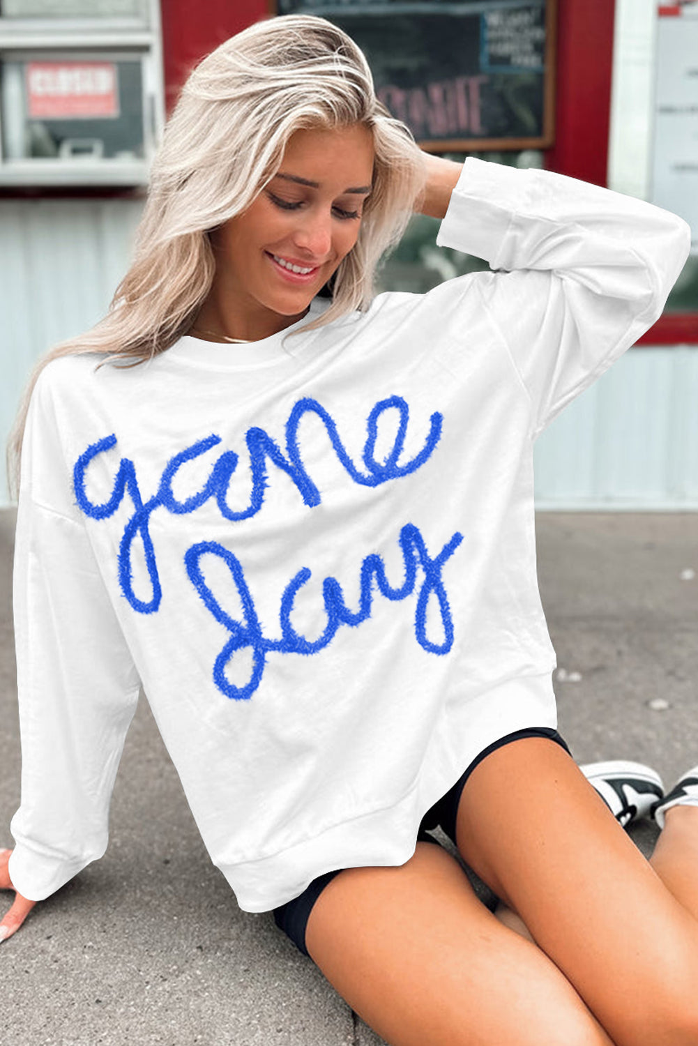 Tinsel Game Day Drop Shoulder Graphic Sweatshirt