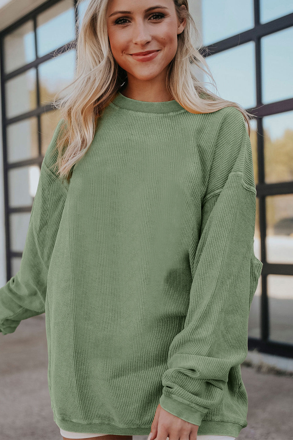 Ribbed Corduroy Oversized Sweatshirt