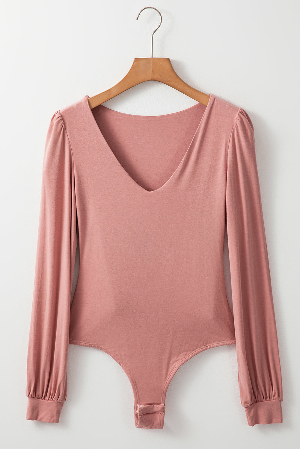 Plain V neck Long Sleeve Casual Bodysuit