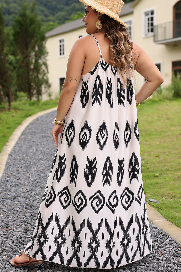 Plus Size Western Print Halter Maxi Dress