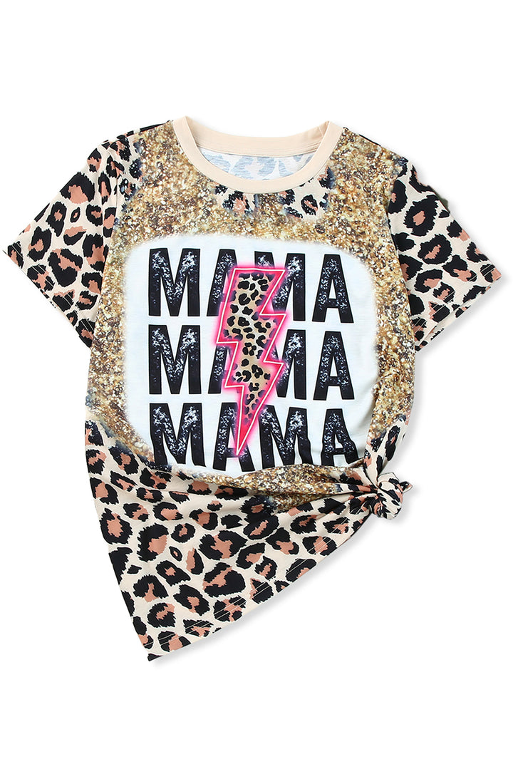 MAMA Lightning Graphic Leopard Dyed T Shirt