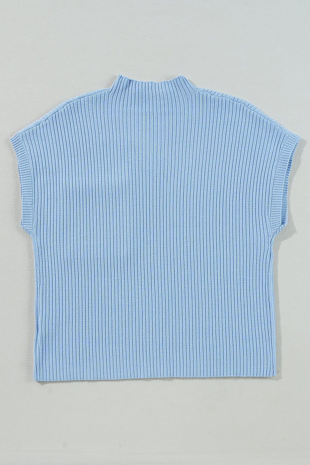 Patch Pocket Ribbed Knit Short Sleeve Sweater