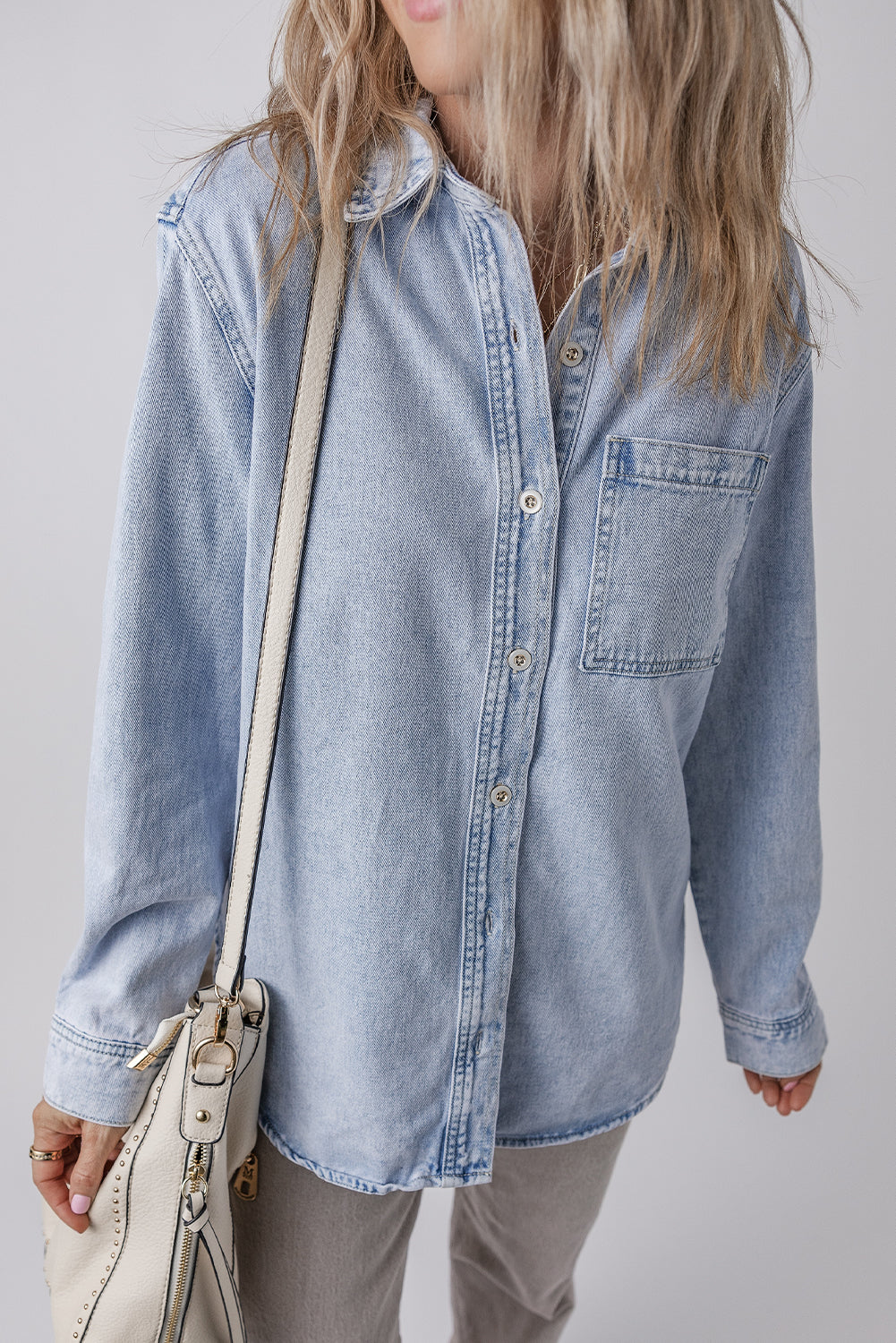 Buttoned Chest Pocket Denim Shacket