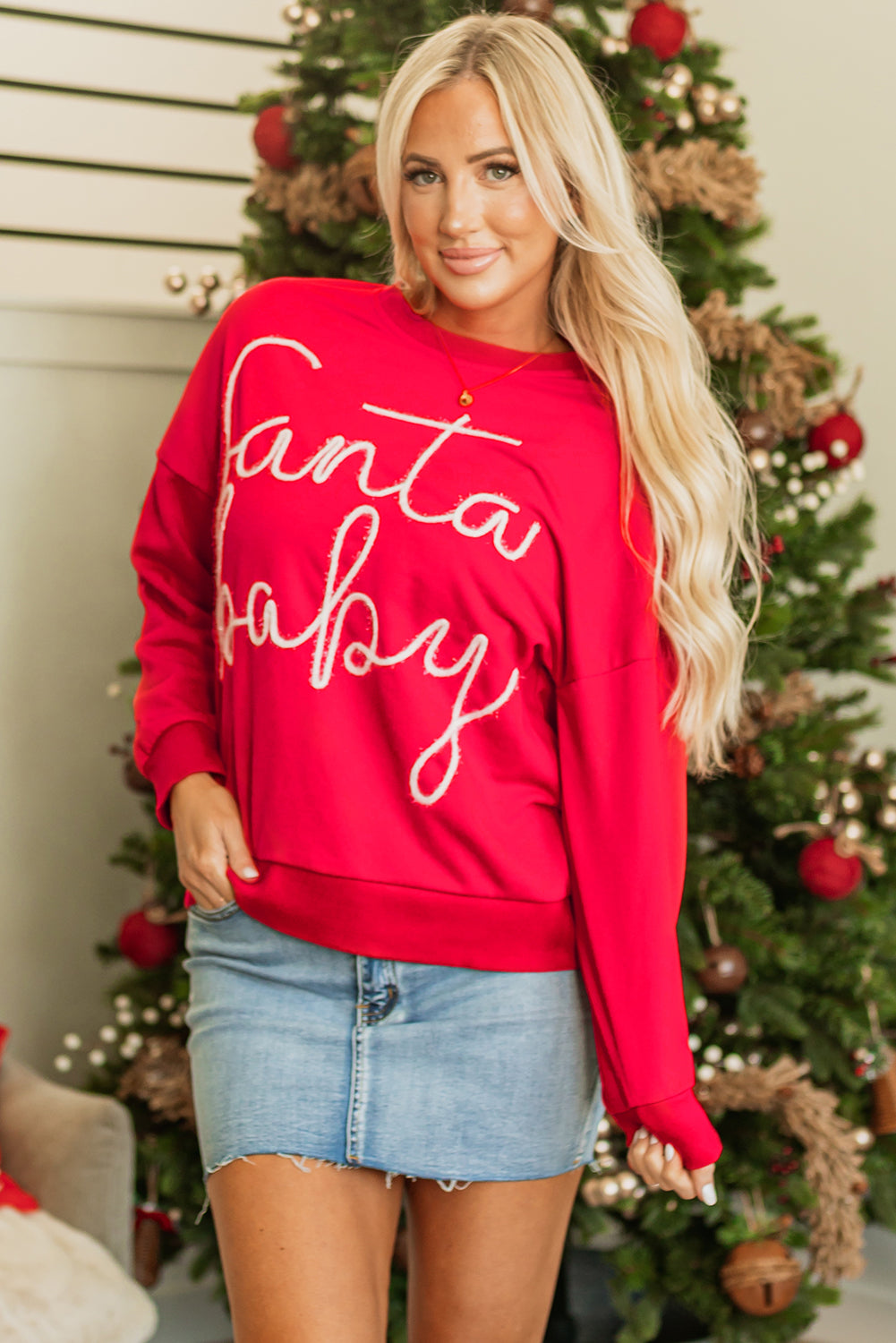 Christmas Santa Baby Tinsel Graphic Sweatshirt