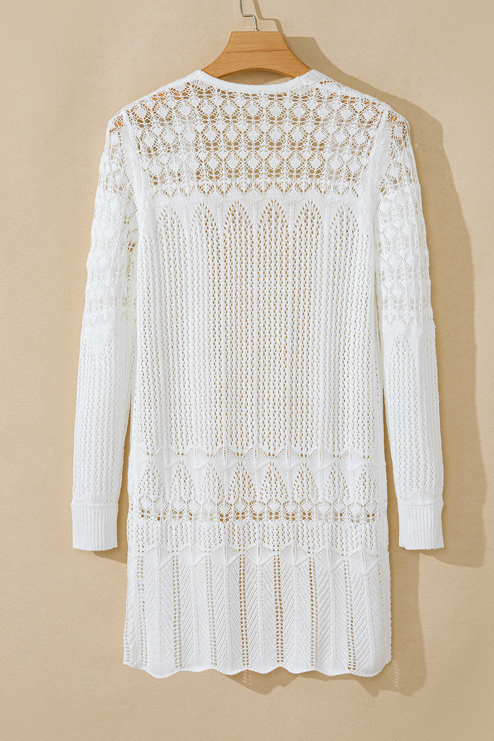 Crochet Hollow Out Open Front Cardigan