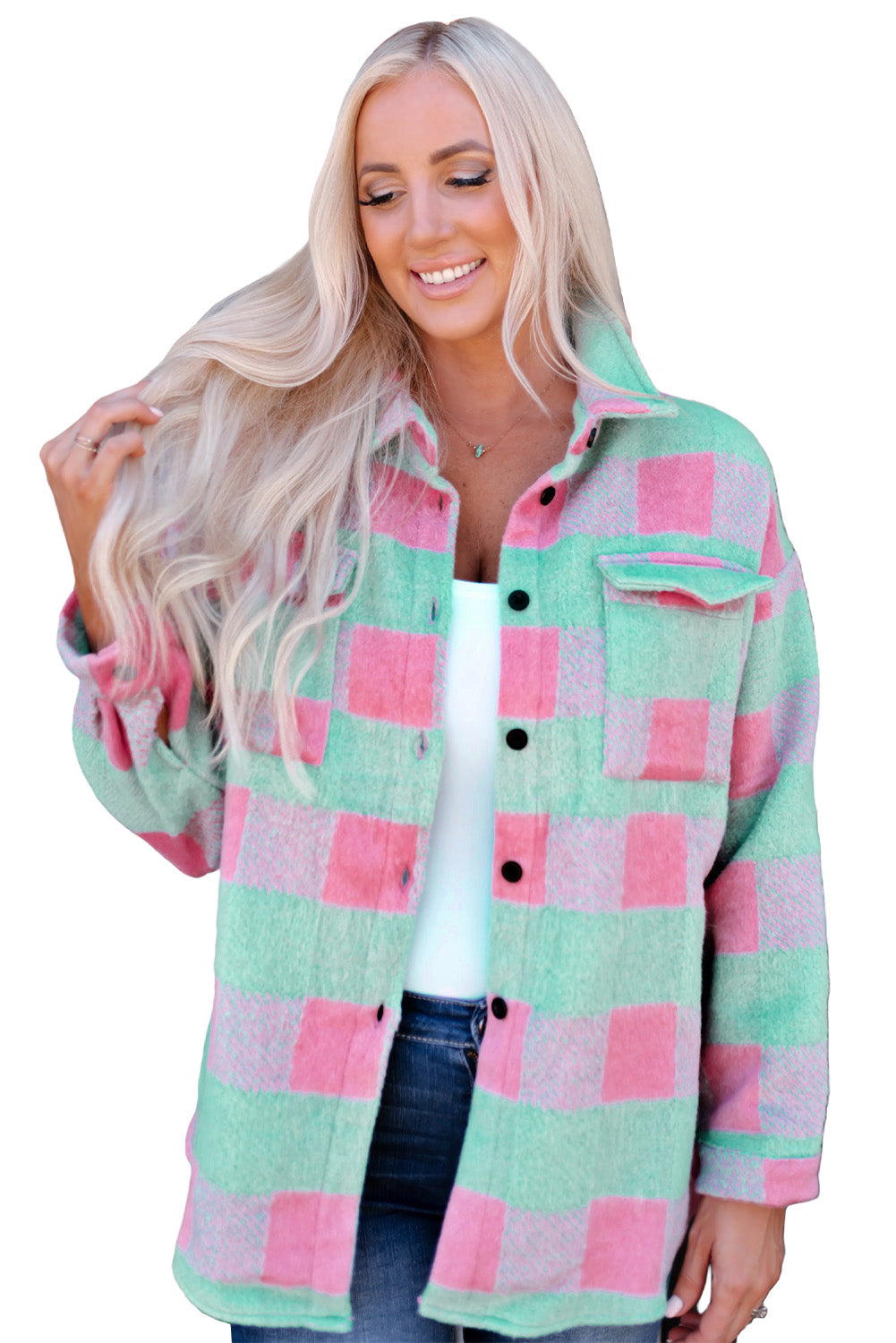 Plaid Pattern Oversized Shacket