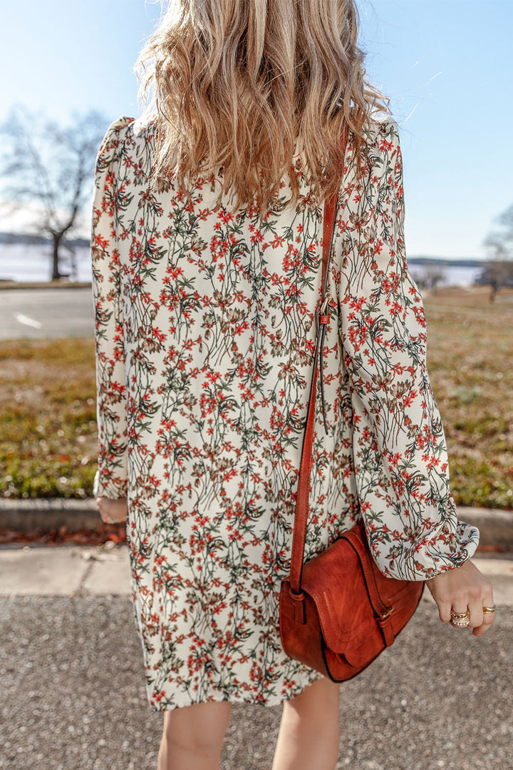 Floral Printed Long Sleeve Mini Dress