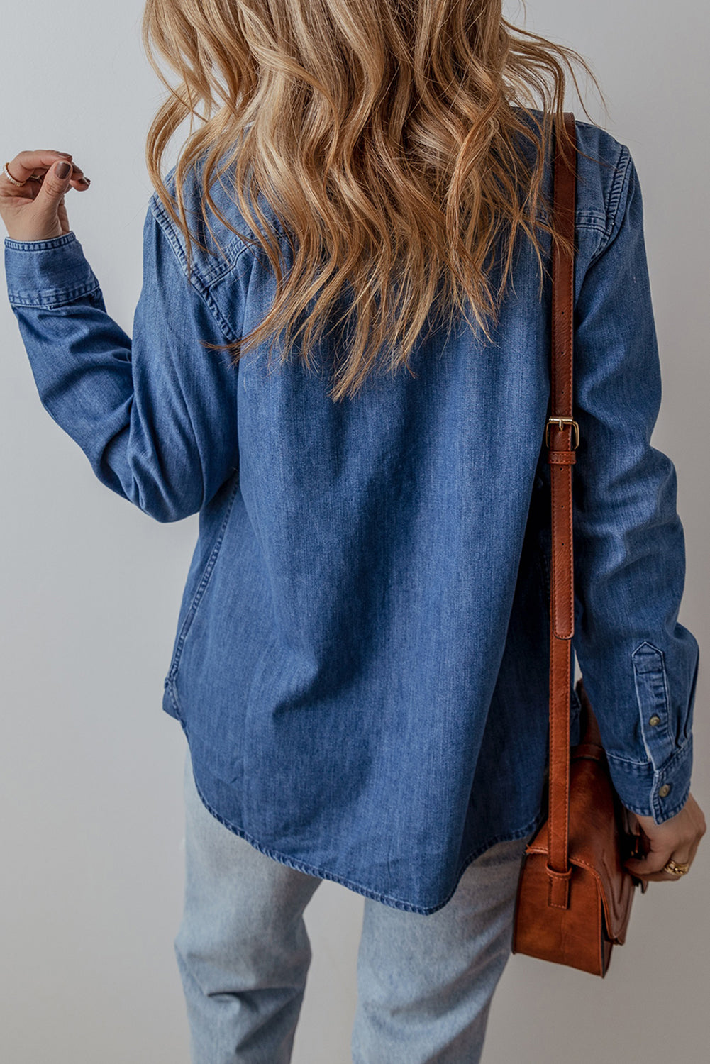 Flap Pocket Button Up Denim Shacket