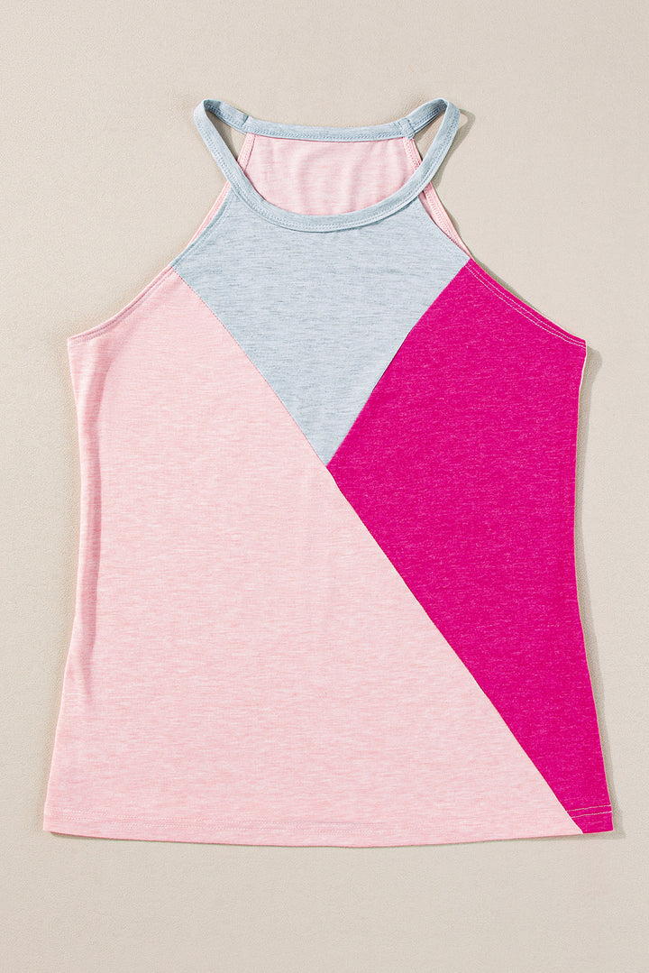 Geometric Color Block Sleeveless Top