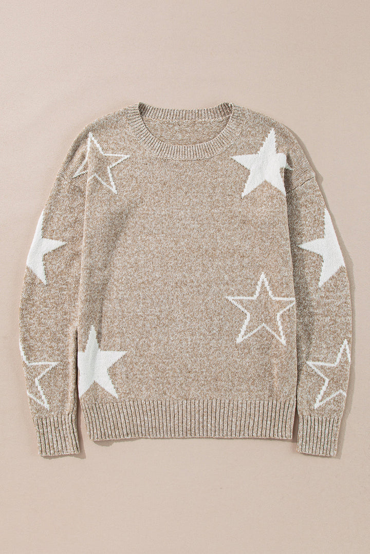 Star Pattern Drop Shoulder Sweater