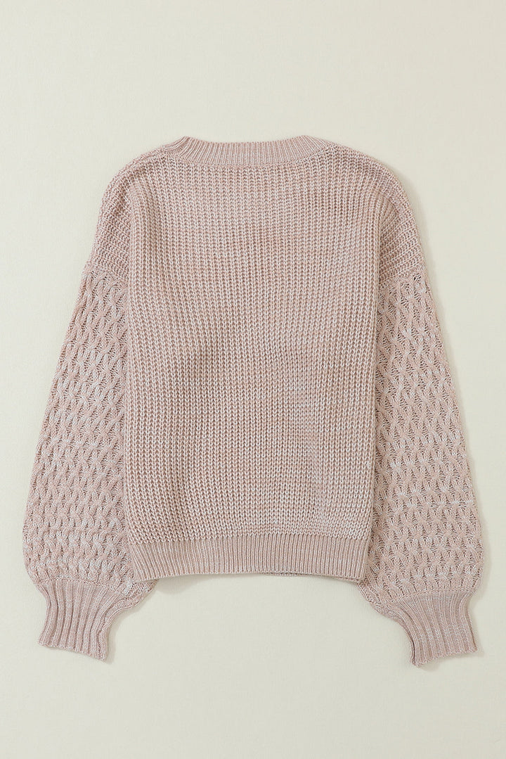 Cable Knit Sleeve Drop Shoulder Sweater