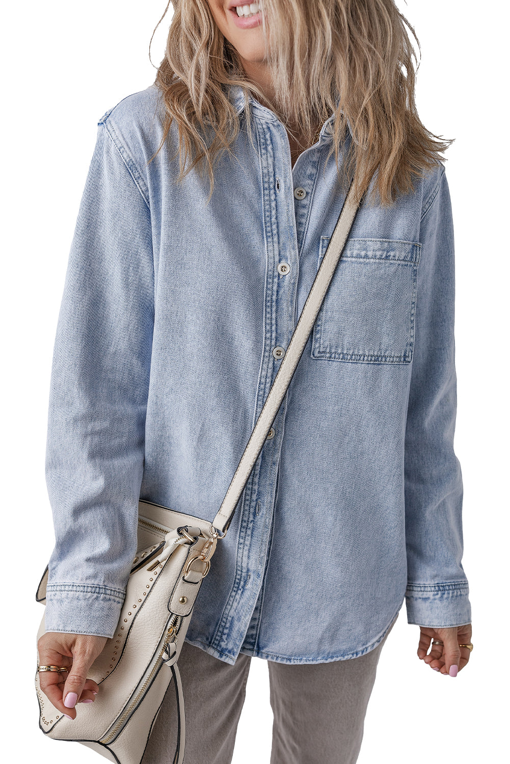 Buttoned Chest Pocket Denim Shacket