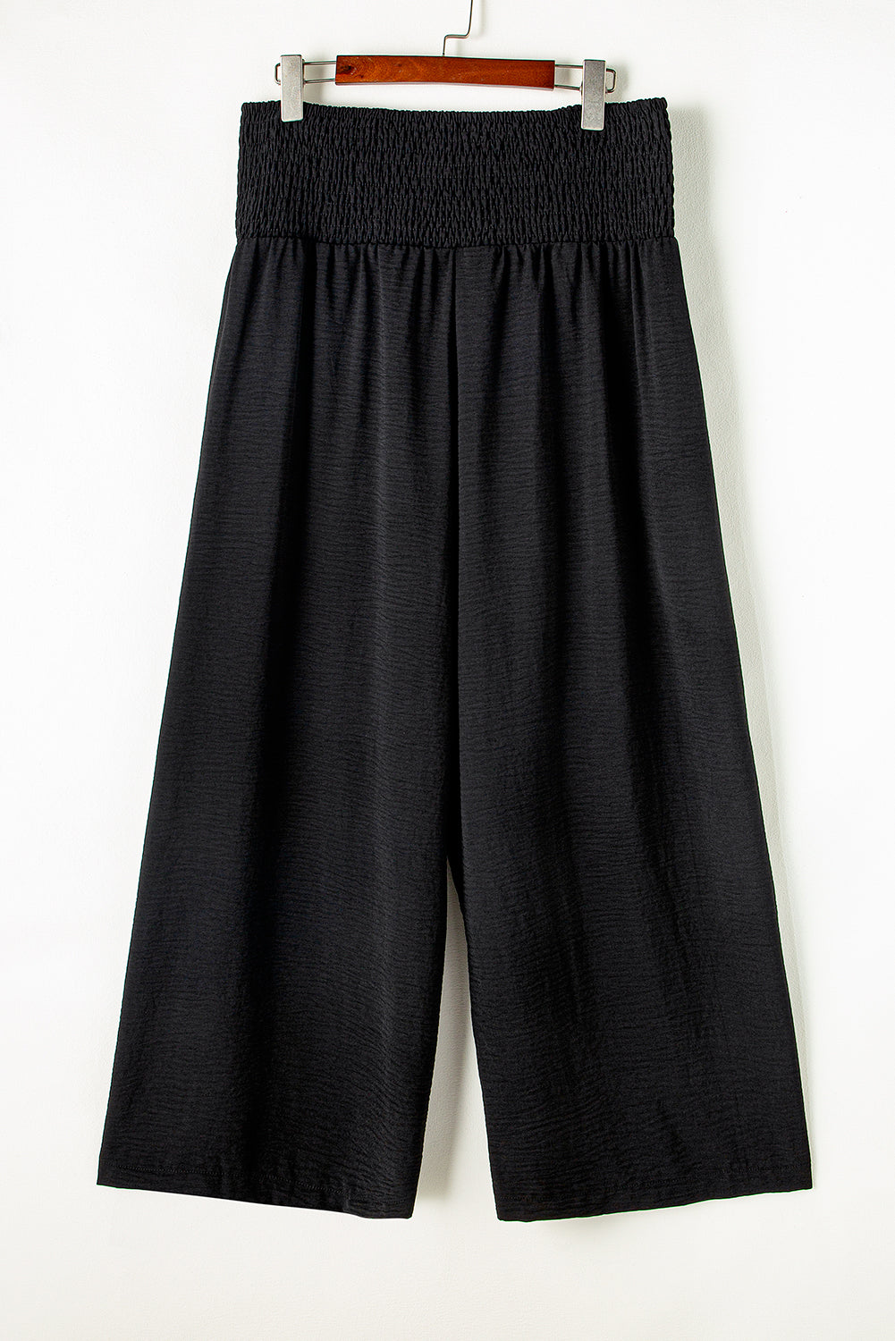 Shirred High Waist Plus Size Wide Leg Pants